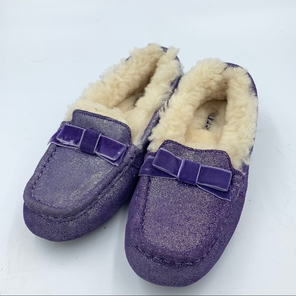 UGG Other - New! Ugg Kids Purple Metallic Fur Slippers Size 2